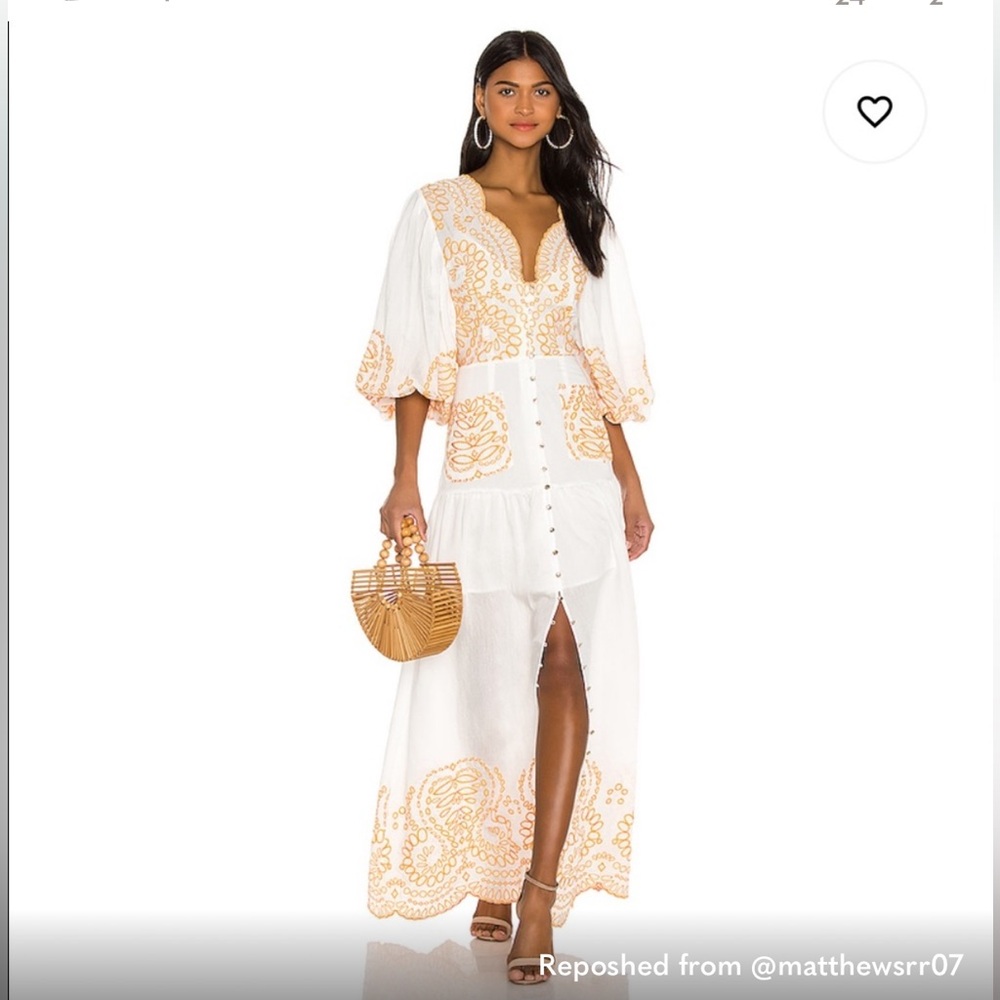 Keepsake the Label “Without me” White and Orange Embroidered Maxi Dress